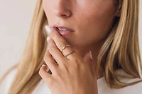 Stackable Ring with Blue Sapphire in 10kt Yellow Gold