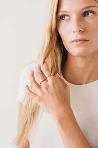 Stackable Ring with Blue Sapphire in 10kt Yellow Gold
