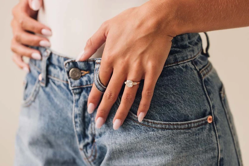 Cushion Cut Engagement Ring with 3.10 Carat TW of Lab Created Diamonds in 14kt Yellow Gold