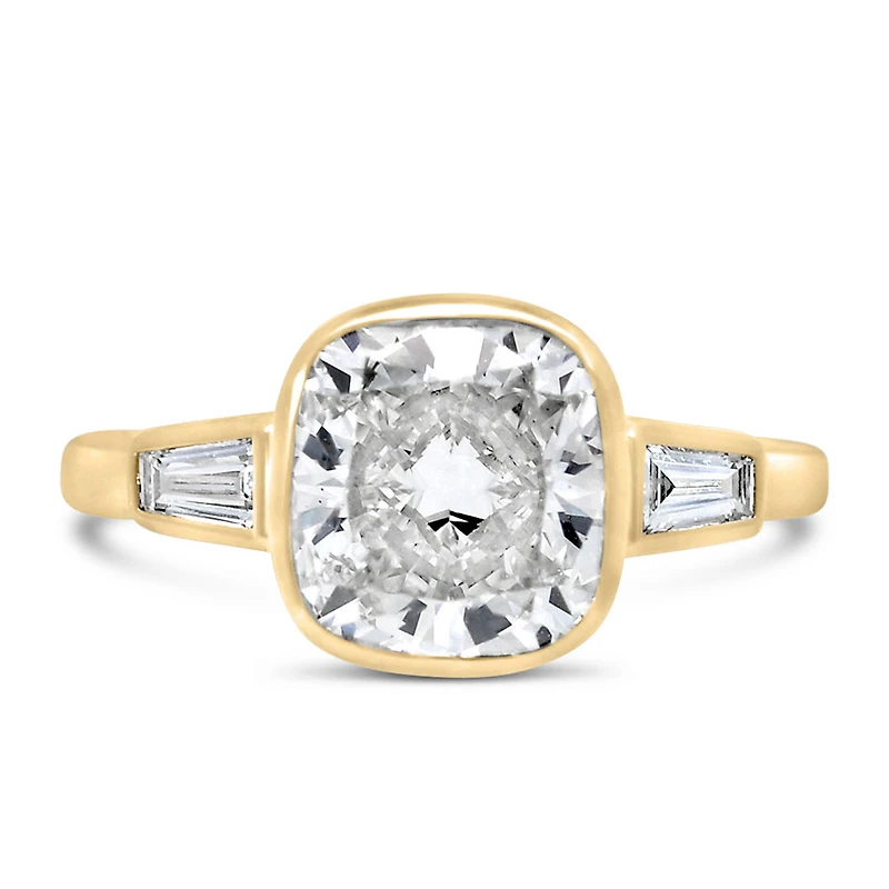 Cushion Cut Engagement Ring with 3.10 Carat TW of Lab Created Diamonds in 14kt Yellow Gold
