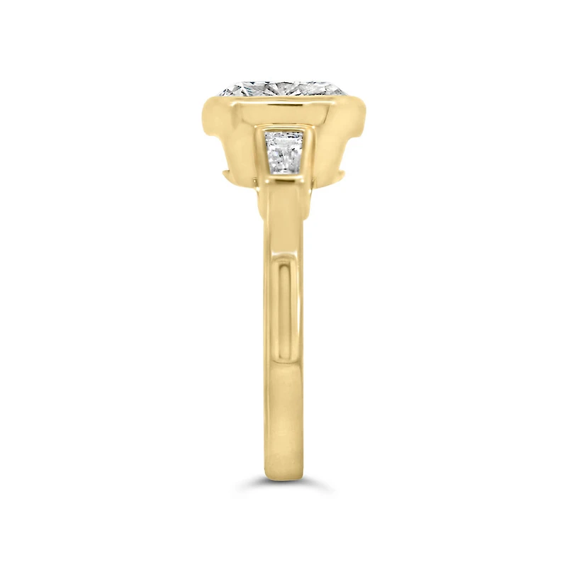 Cushion Cut Engagement Ring with 3.10 Carat TW of Lab Created Diamonds in 14kt Yellow Gold