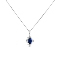 Pendant with .15 Carat TW of Diamonds and Marquise Blue Sapphire in 14kt White Gold with Chain