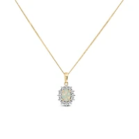 Pendant with .40 Carat TW of Diamonds and 7x5MM Opal in 14kt Yellow Gold with Chain