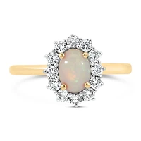 Ring with .40 Carat TW of Diamonds and 7x5MM Opal in 14kt Yellow Gold