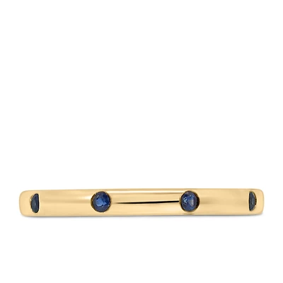 Stackable Ring with Blue Sapphire in 10kt Yellow Gold