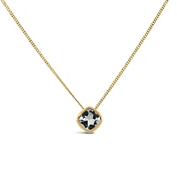 Bezel Pendant with 5mm Aquamarine in 10kt Yellow Gold with Chain