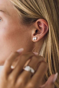 Emerald Shape Lab Created Diamonds Stud Earrings with 1.00 Carat TW in 14kt White Gold