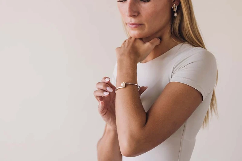 10mm Freshwater Pearl Bangle in Sterling Silver