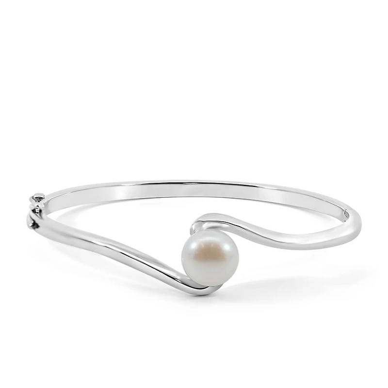 10mm Freshwater Pearl Bangle in Sterling Silver