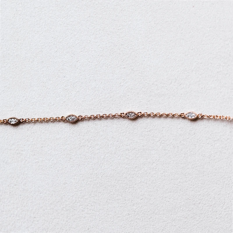 6.25″ + 1″ Bracelet with .05 Carat TW of Diamonds in Rose Tone Sterling Silver