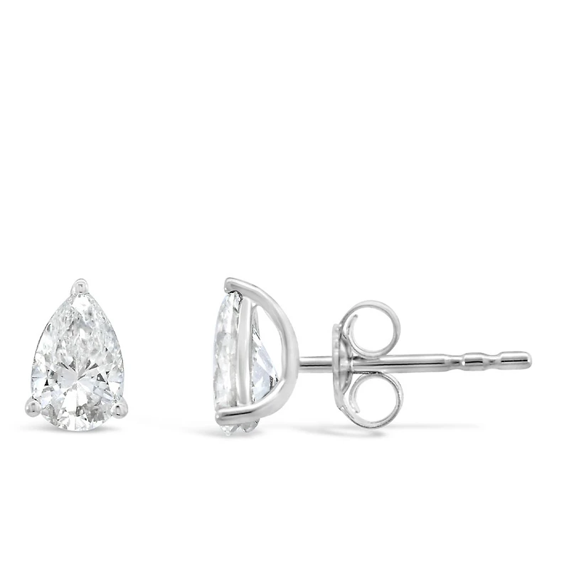 Pear Shape Lab Created Diamonds Stud Earrings with 1.00 Carat TW in 14kt White Gold