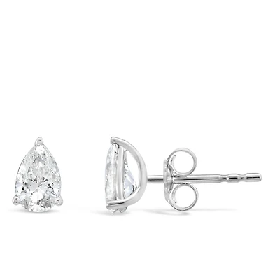 Pear Shape Lab Created Diamonds Stud Earrings with 1.00 Carat TW in 14kt White Gold