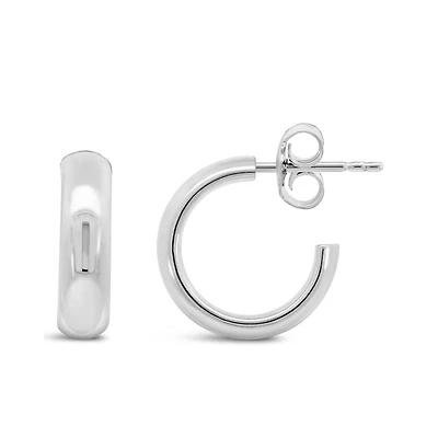 4MM Open Hoop Stud Earrings in Sterling Silver