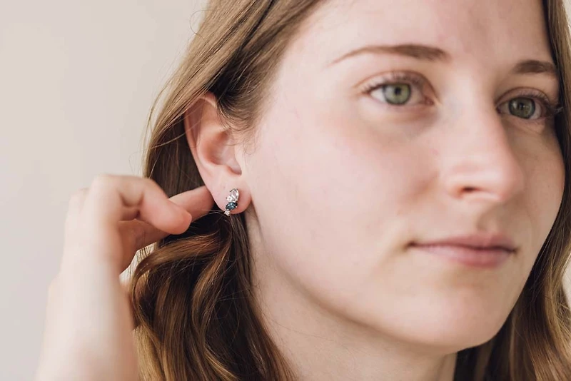 Earrings with Blue and White Topaz in Sterling Silver