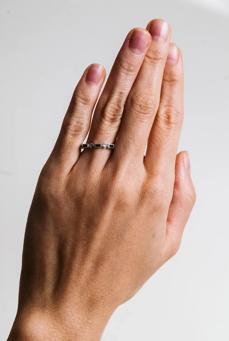 Emerald Ring with .20 Carat TW of Diamonds in 10KT White Gold