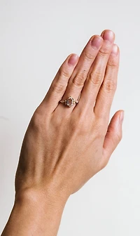 Hexagon Green Amethyst Ring with .32 Carat TW of Diamonds in 14KT Yellow Gold