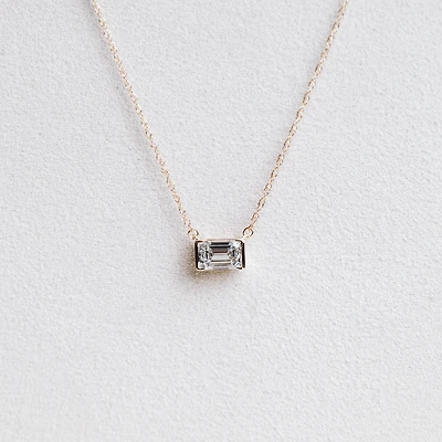 Emerald Cut Necklace with .50 Carat Lab Created Diamond in 10KT Yellow Gold