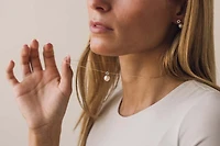 9mm White Freshwater Pearl Pendant with .09 Carat TW of Diamonds in 10kt Yellow Gold with Chain