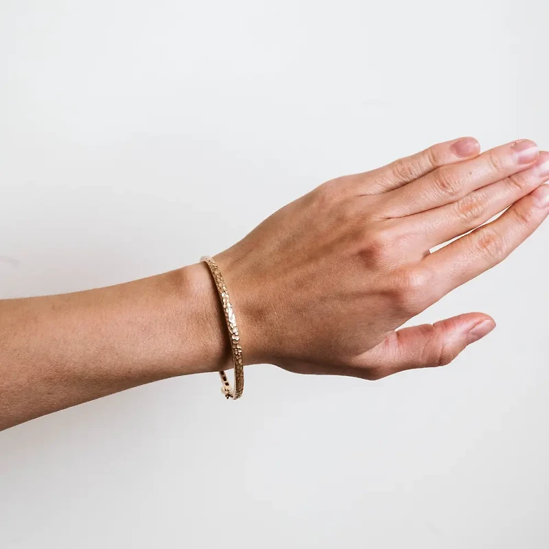 Pebbled Matte Finish Bangle in 10KT Yellow Gold