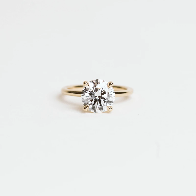Round Engagement Ring with 3.00 Carat Lab Created Diamond in 14KT Yellow Gold