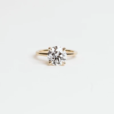 Round Engagement Ring with 3.00 Carat Lab Created Diamond in 14KT Yellow Gold