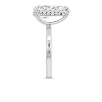 Hidden Halo Pear Shape Engagement Ring with 3.00 Carat TW Lab Created Diamond in 14kt White Gold