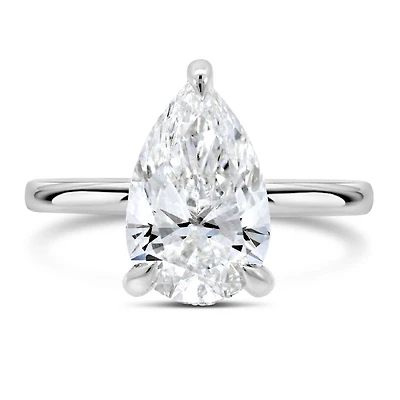 Hidden Halo Pear Shape Engagement Ring with 3.00 Carat TW Lab Created Diamond in 14kt White Gold