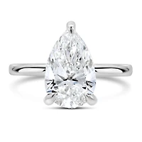 Hidden Halo Pear Shape Engagement Ring with 3.00 Carat TW Lab Created Diamond in 14kt White Gold