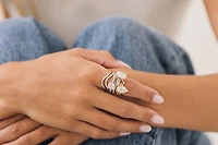 Curved Lab Created Diamond Wedding Band with .10 Carat TW in 14kt Gold