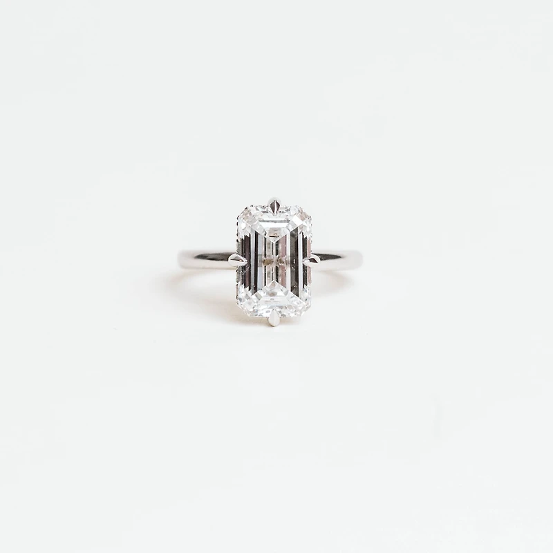 Emerald-Cut Lab-Created Diamond Hidden Halo Engagement Ring with 4.7ct TW  in 14KT White Gold