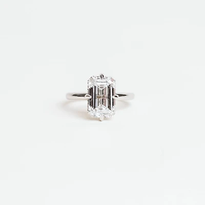 Emerald-Cut Lab-Created Diamond Hidden Halo Engagement Ring with 4.7ct TW  in 14KT White Gold