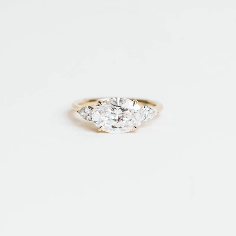 Oval Lab-Created Diamond Engagement Ring with 3.1ct TW  in 14KT Yellow Gold