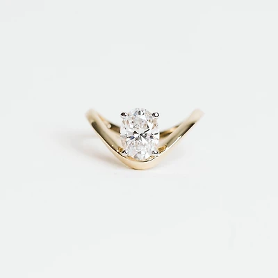Oval Lab-Created Diamond Engagement Ring with 1.50ct TW in 14KT Yellow Gold