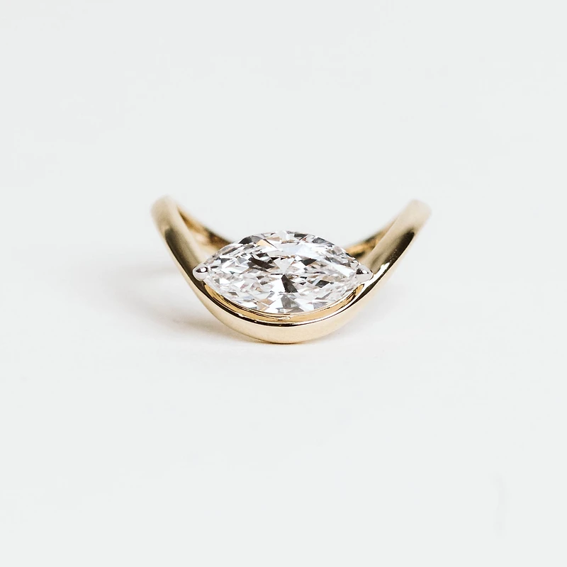 Marquise Lab-Created Diamond Engagement Ring with 1.50ct TW in 14KT Yellow Gold