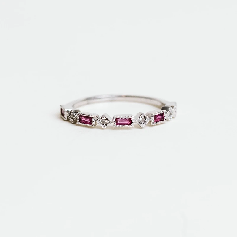 Diamond & Ruby Ring with 0.20ct TW  in 10KT White Gold