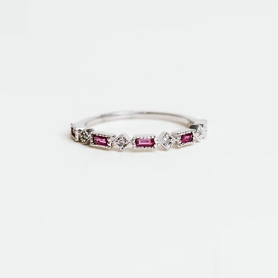 Diamond & Ruby Ring with 0.20ct TW  in 10KT White Gold