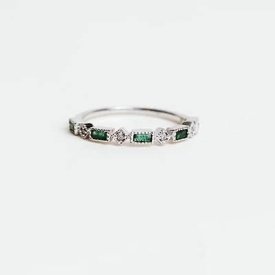 Diamond & Emerald Ring with 0.20ct TW  in 10KT White Gold