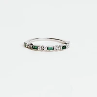 Diamond & Emerald Ring with 0.20ct TW  in 10KT White Gold
