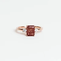 Diamond & Strawberry Quartz Ring with 0.23ct TW  in 14KT Rose Gold