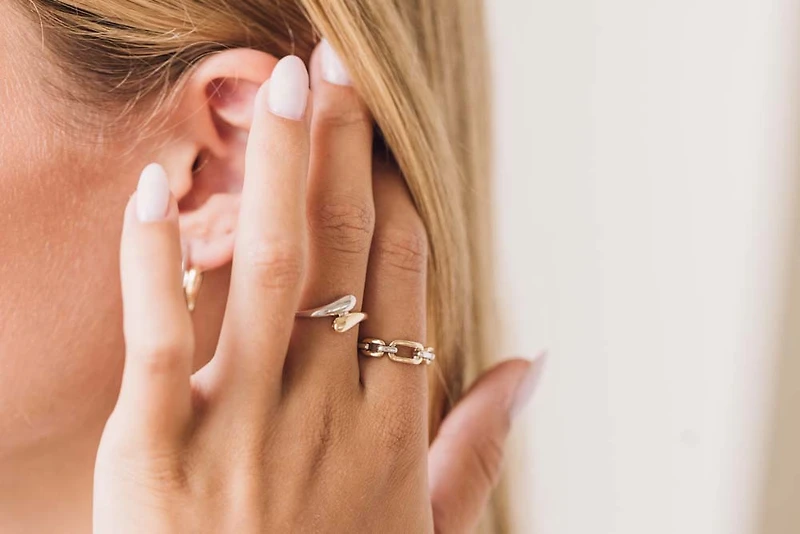 Chainlink Ring in 10KT Yellow and White Gold