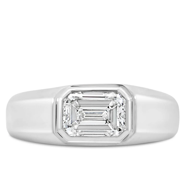 Emerald Cut East-West Lab Created Diamond Ring with 2.00 Carat TW in 14kt White Gold