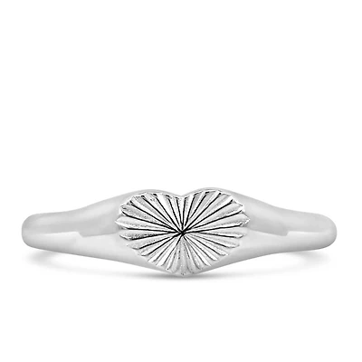 Diamond Cut Heart Ring in Sterling Silver
