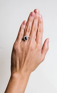 Sapphire Halo Ring with .50 Carat TW of Diamonds in 14KT White Gold