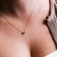 Emerald Cut Necklace with .50 Carat Lab Created Diamond in 10KT Yellow Gold