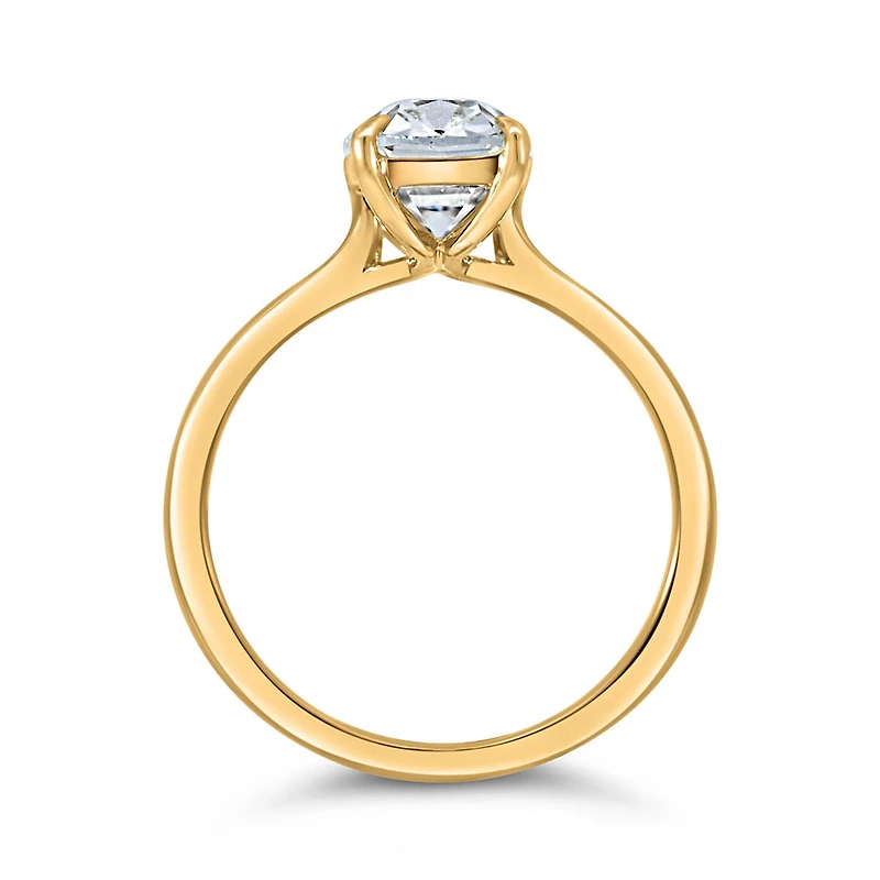 Old Mine Elongated Cushion Cut Engagement Ring with 3.00 Carat Lab Created Diamond in 14kt Yellow Gold