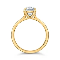 Old Mine Elongated Cushion Cut Engagement Ring with 3.00 Carat Lab Created Diamond in 14kt Yellow Gold