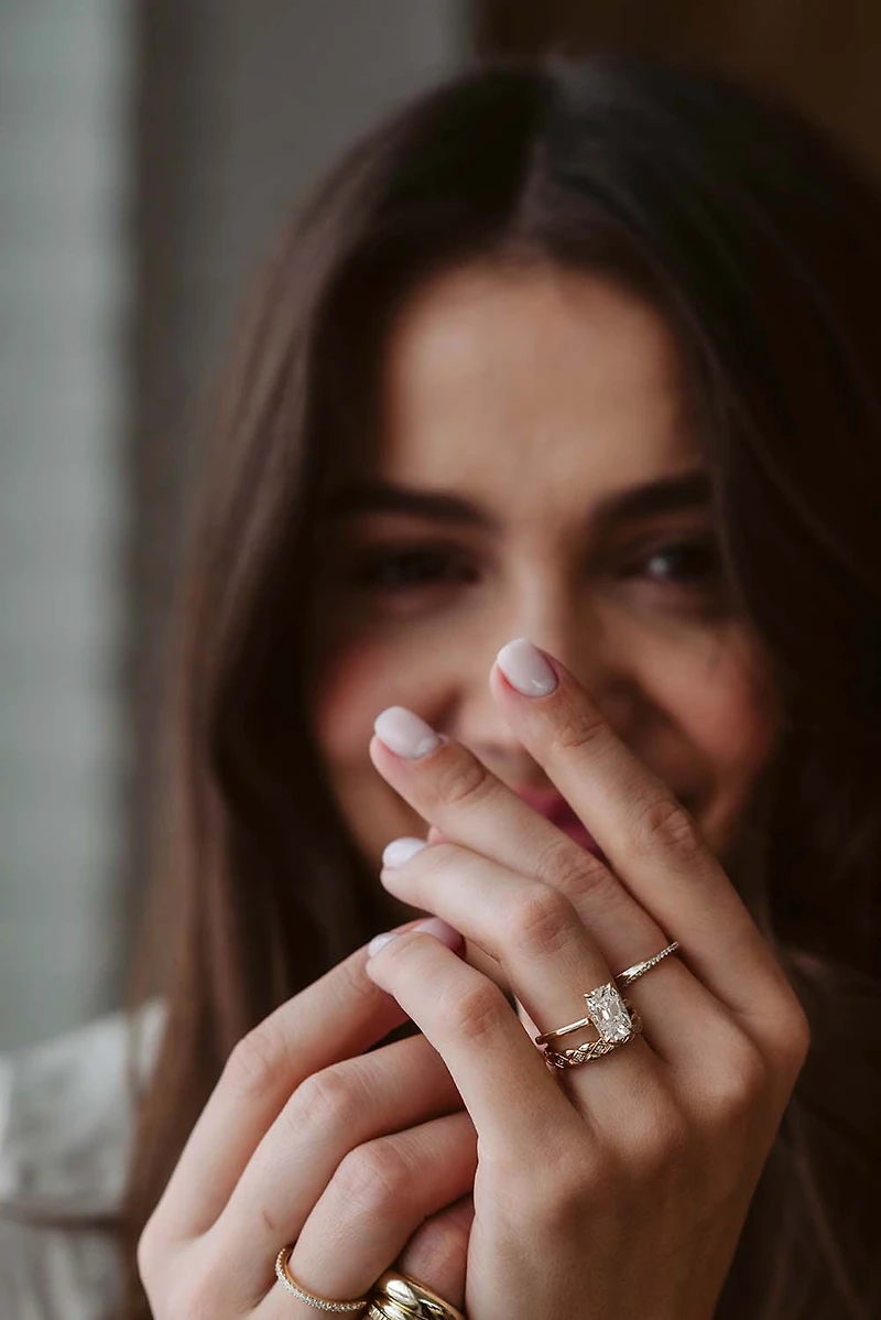 Old Mine Elongated Cushion Cut Engagement Ring with 3.00 Carat Lab Created Diamond in 14kt Yellow Gold