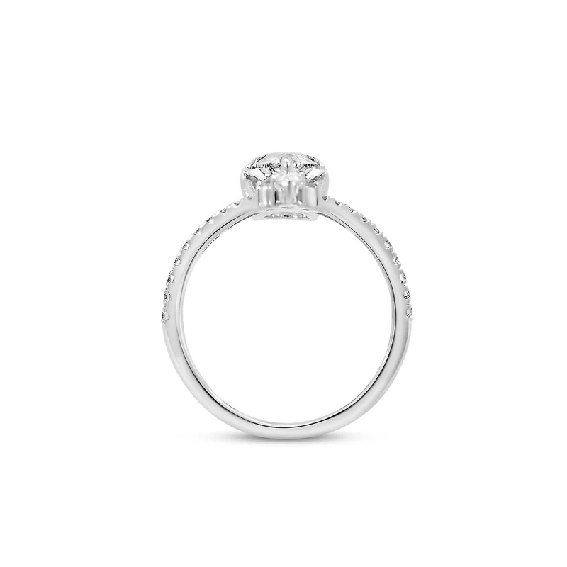 Chevron Engagement Ring with 2.20 Carat Lab Created Diamond in 14kt White Gold