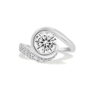 Engagement Ring with 2.30 Carat Lab Created Diamond in 14kt White Gold