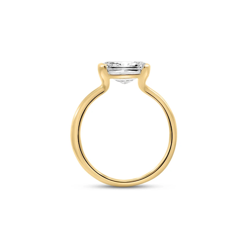 Elongated Radiant Engagement Ring with 2.00 Carat Lab Created Diamond in 14kt Yellow Gold